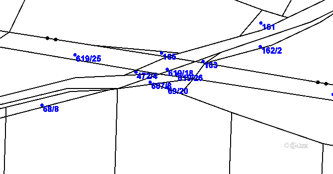 Parcela st. 69/20 v KÚ Střela, Katastrální mapa