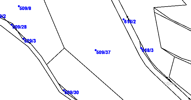 Parcela st. 509/37 v KÚ Střela, Katastrální mapa