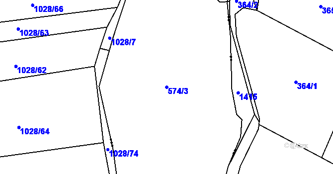 Parcela st. 574/3 v KÚ Střela, Katastrální mapa
