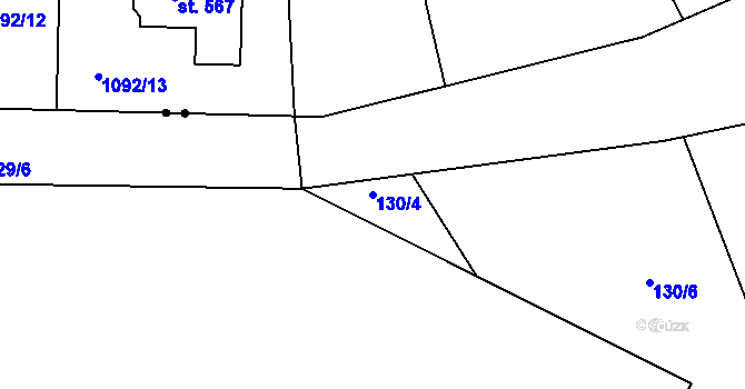 Parcela st. 130/4 v KÚ Střela, Katastrální mapa