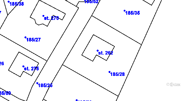 Parcela st. 262 v KÚ Střela, Katastrální mapa