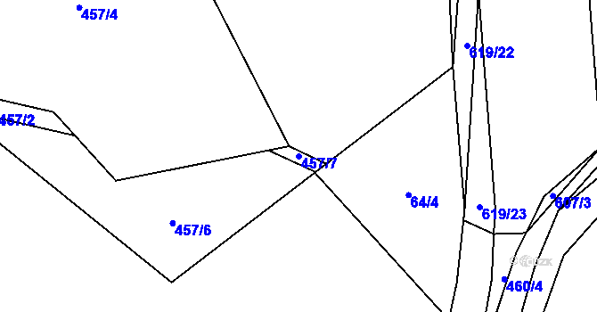 Parcela st. 457/7 v KÚ Střela, Katastrální mapa