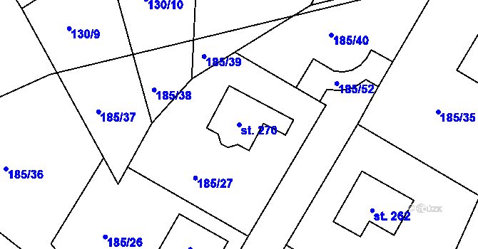 Parcela st. 270 v KÚ Střela, Katastrální mapa