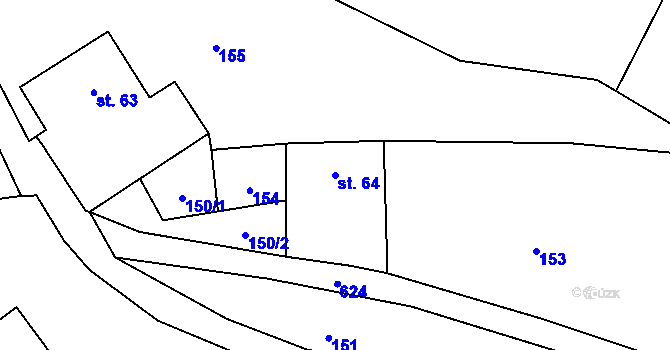 Parcela st. 64 v KÚ Strakov, Katastrální mapa