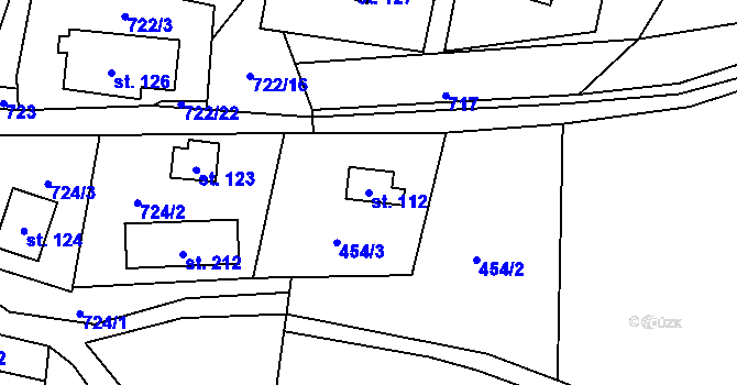 Parcela st. 112 v KÚ Strakov, Katastrální mapa