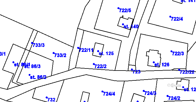 Parcela st. 125 v KÚ Strakov, Katastrální mapa