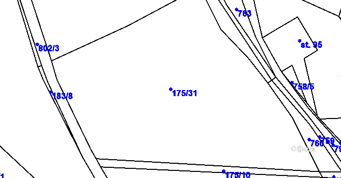 Parcela st. 175/31 v KÚ Strakov, Katastrální mapa