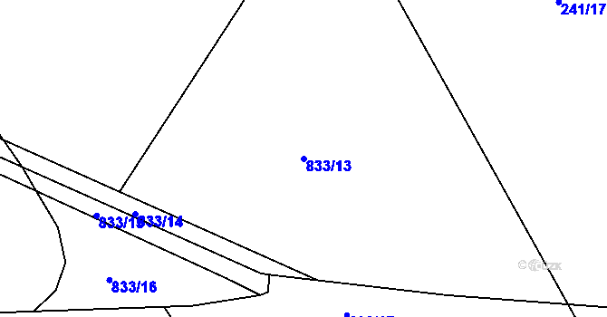 Parcela st. 833/13 v KÚ Strakov, Katastrální mapa