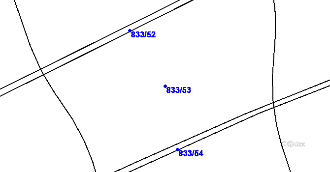 Parcela st. 833/53 v KÚ Strakov, Katastrální mapa