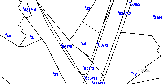 Parcela st. 44 v KÚ Straky, Katastrální mapa