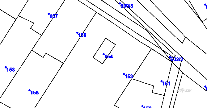 Parcela st. 154 v KÚ Straky, Katastrální mapa