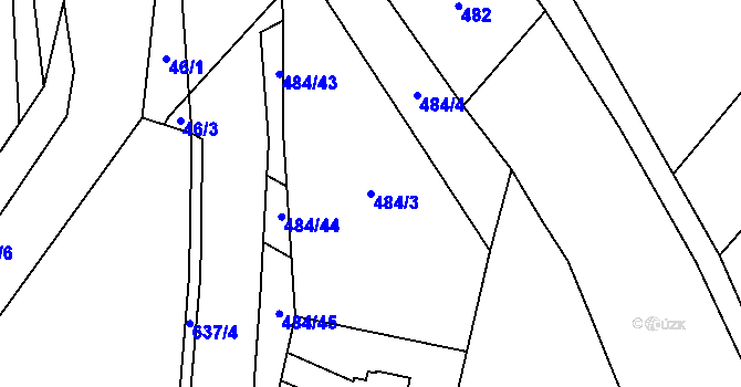 Parcela st. 484/3 v KÚ Straky, Katastrální mapa
