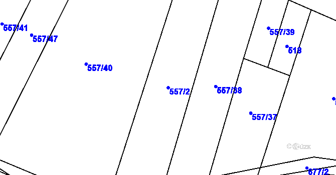 Parcela st. 557/2 v KÚ Straky, Katastrální mapa