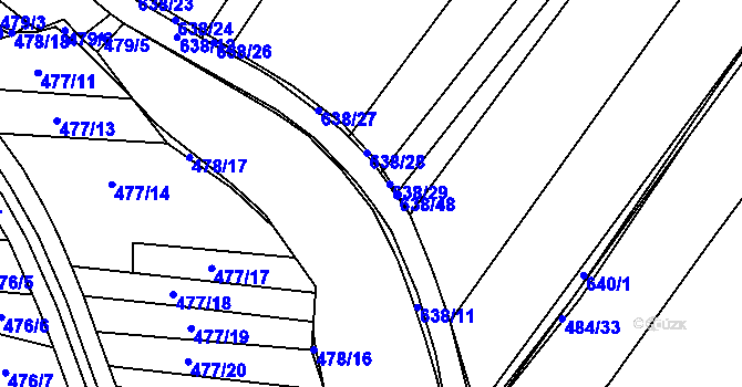 Parcela st. 638 v KÚ Straky, Katastrální mapa