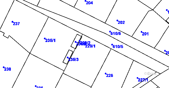 Parcela st. 229/1 v KÚ Straky, Katastrální mapa