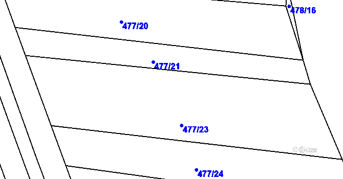 Parcela st. 477/22 v KÚ Straky, Katastrální mapa