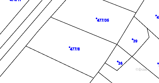 Parcela st. 477/40 v KÚ Straky, Katastrální mapa