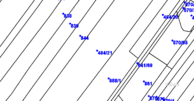 Parcela st. 484/21 v KÚ Straky, Katastrální mapa