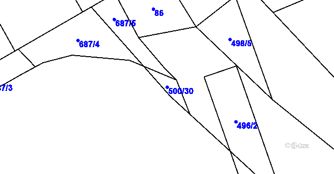 Parcela st. 500/30 v KÚ Straky, Katastrální mapa