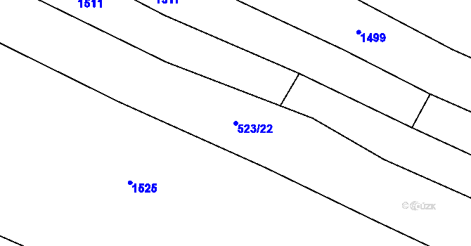 Parcela st. 523/22 v KÚ Straky, Katastrální mapa