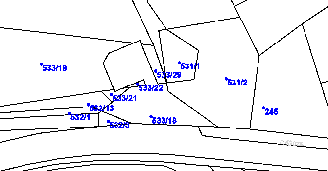 Parcela st. 533/30 v KÚ Straky, Katastrální mapa