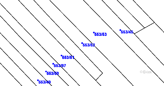 Parcela st. 553/52 v KÚ Straky, Katastrální mapa