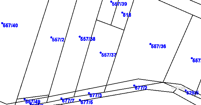 Parcela st. 557/37 v KÚ Straky, Katastrální mapa