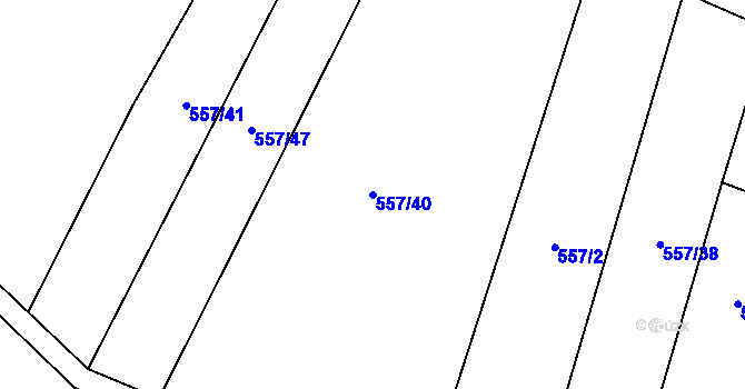 Parcela st. 557/40 v KÚ Straky, Katastrální mapa