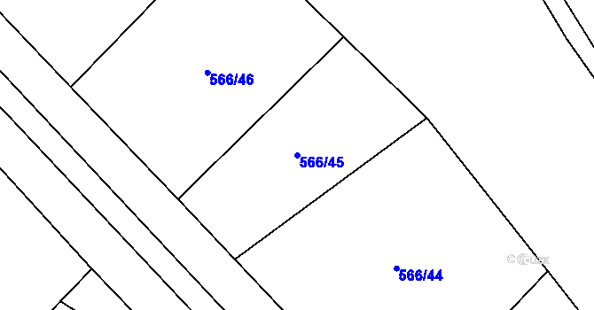 Parcela st. 566/45 v KÚ Straky, Katastrální mapa