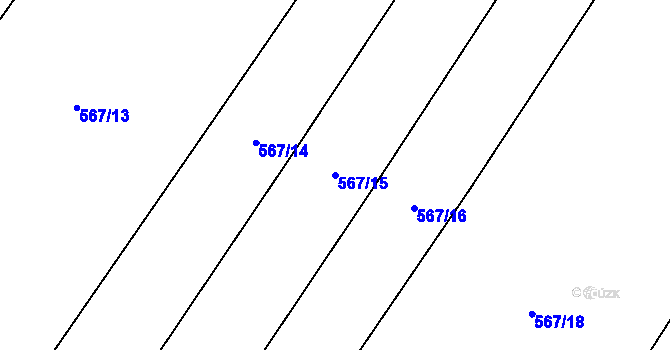 Parcela st. 567/15 v KÚ Straky, Katastrální mapa