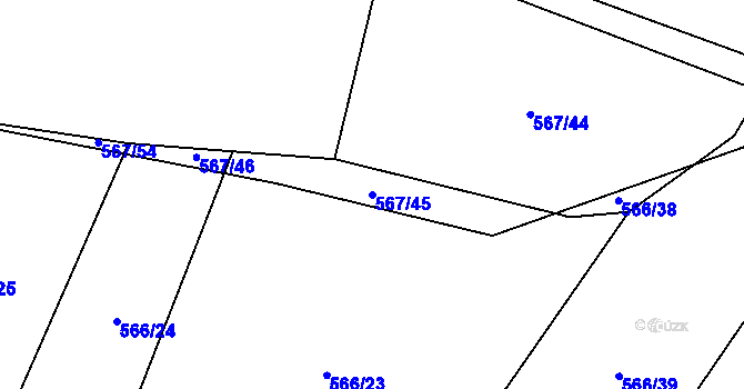 Parcela st. 567/45 v KÚ Straky, Katastrální mapa