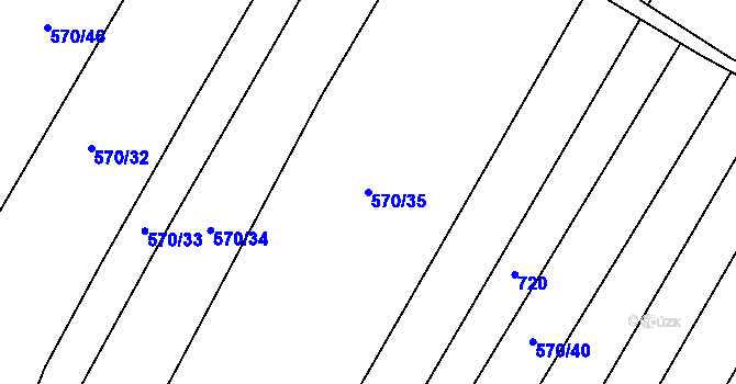 Parcela st. 570/35 v KÚ Straky, Katastrální mapa
