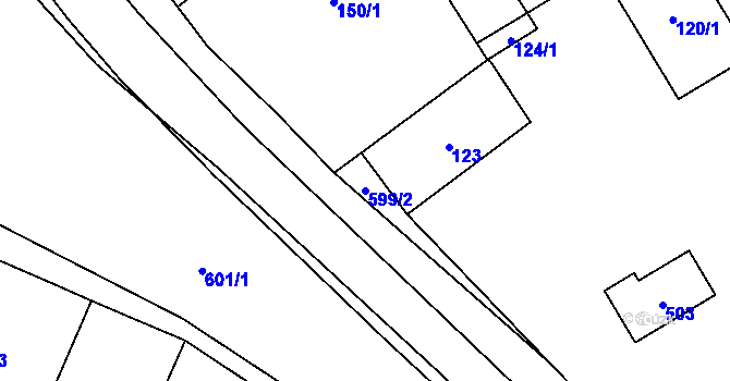 Parcela st. 599/2 v KÚ Straky, Katastrální mapa