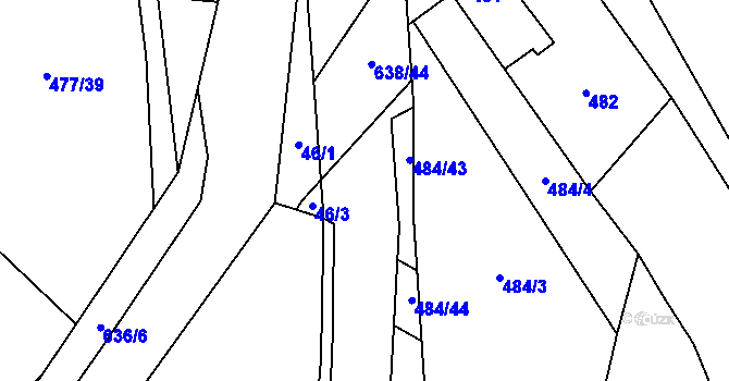 Parcela st. 638/45 v KÚ Straky, Katastrální mapa