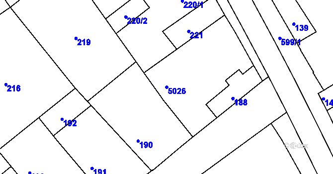 Parcela st. 5026 v KÚ Straky, Katastrální mapa