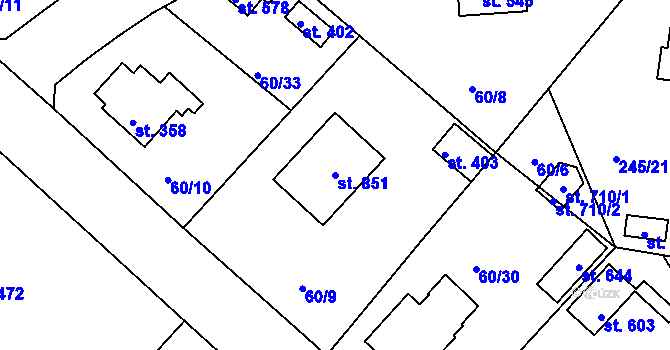 Parcela st. 851 v KÚ Strančice, Katastrální mapa