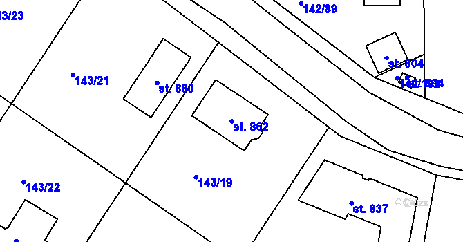 Parcela st. 862 v KÚ Strančice, Katastrální mapa