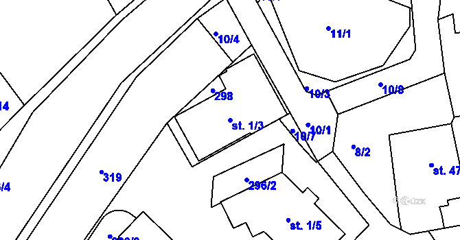 Parcela st. 1/3 v KÚ Strančice, Katastrální mapa