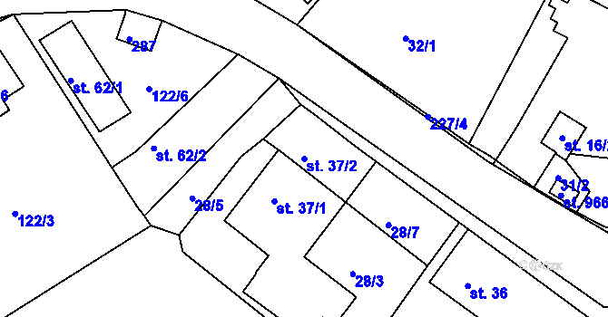 Parcela st. 37/2 v KÚ Strančice, Katastrální mapa