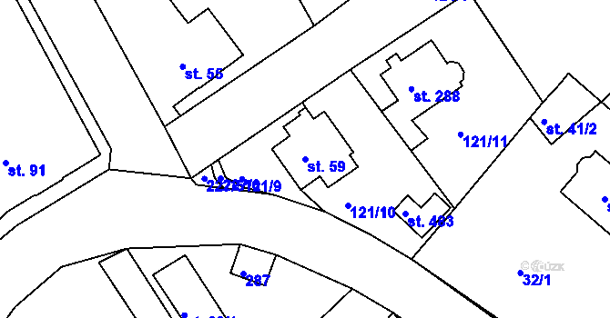 Parcela st. 59 v KÚ Strančice, Katastrální mapa