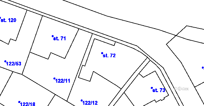 Parcela st. 72 v KÚ Strančice, Katastrální mapa