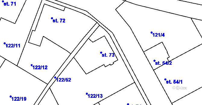 Parcela st. 73 v KÚ Strančice, Katastrální mapa