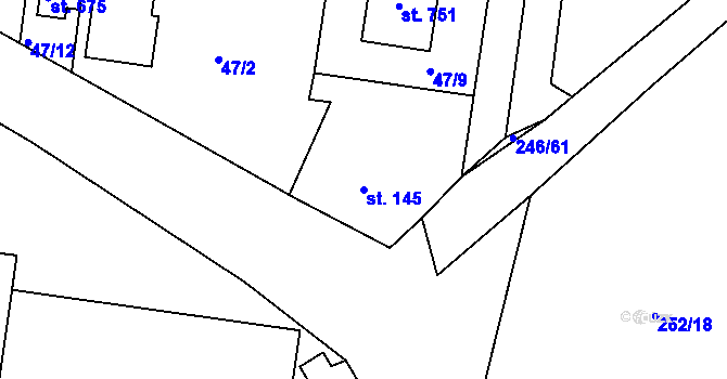 Parcela st. 145 v KÚ Strančice, Katastrální mapa