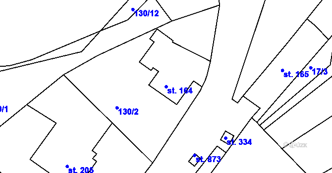 Parcela st. 164 v KÚ Strančice, Katastrální mapa