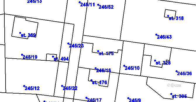 Parcela st. 175 v KÚ Strančice, Katastrální mapa