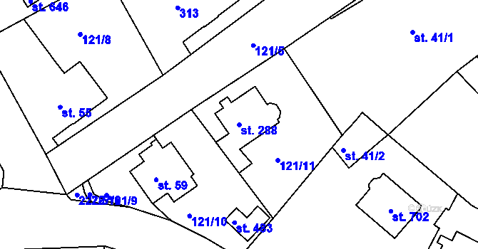 Parcela st. 288 v KÚ Strančice, Katastrální mapa