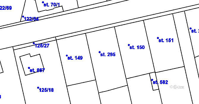 Parcela st. 295 v KÚ Strančice, Katastrální mapa