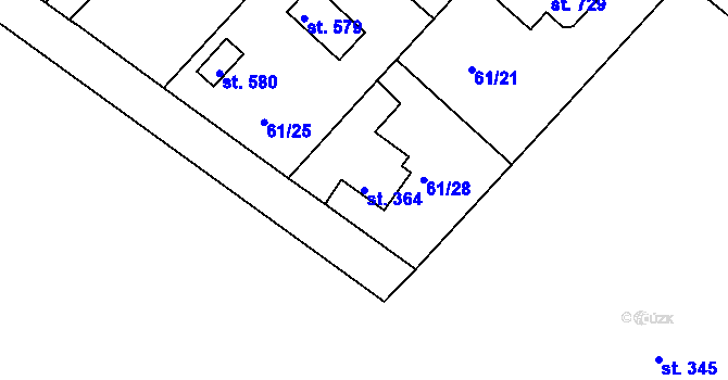 Parcela st. 364 v KÚ Strančice, Katastrální mapa