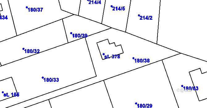 Parcela st. 378 v KÚ Strančice, Katastrální mapa