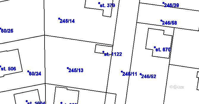 Parcela st. 381 v KÚ Strančice, Katastrální mapa
